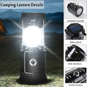 Camping Lantern LED Solar Powered Rechargeable USB