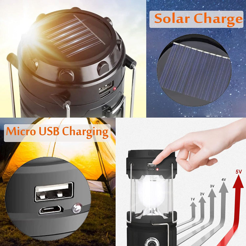 Camping Lantern LED Solar Powered Rechargeable USB