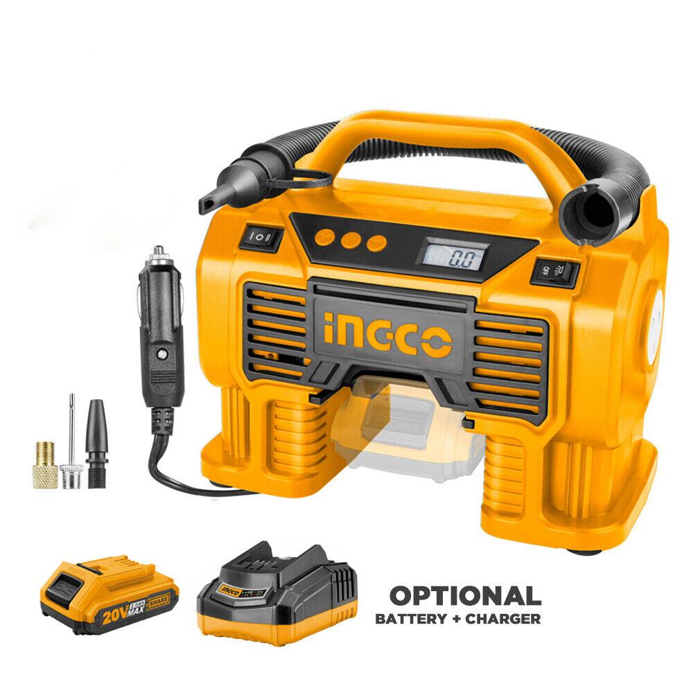 INGCO Air Compressor Car Tyre Deflator Inflator Pump 160PSI Auto Stop & Fittings(no battery and charger) - Factory Direct Shop