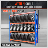 2mx2m Steel Racks Shelves Garage Storage Warehouse Tyre Shelving 1000 Capacity