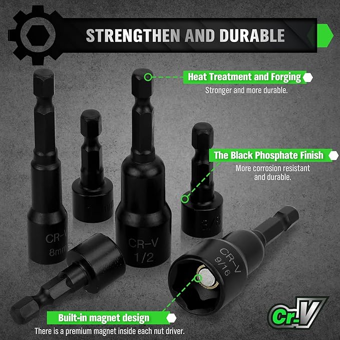 SWANLAKE SWANLAKE 39PCS Magnetic Hex Nut Driver Master Kit,1/4" Quick-Change Hex Shank, SAE &amp; Metric Power Nuts Driver Drill Bit Tools Set,Cr-V Steel