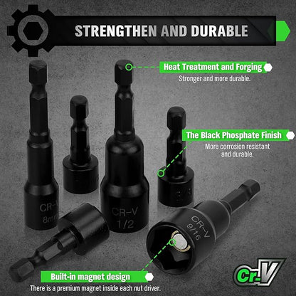 SWANLAKE SWANLAKE 39PCS Magnetic Hex Nut Driver Master Kit,1/4" Quick-Change Hex Shank, SAE &amp; Metric Power Nuts Driver Drill Bit Tools Set,Cr-V Steel