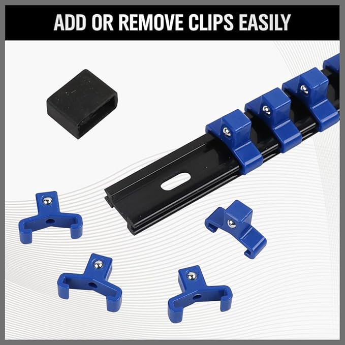 SWANLAKE Organizer Socket Holder, 9PCS 1/4-Inch x 48 Clips, 3/8-Inch x 45 Clips, 1/2-Inch x 36 Clips