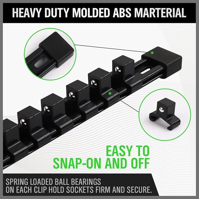 Black clip assembly with spring-loaded ball bearings on a gray background