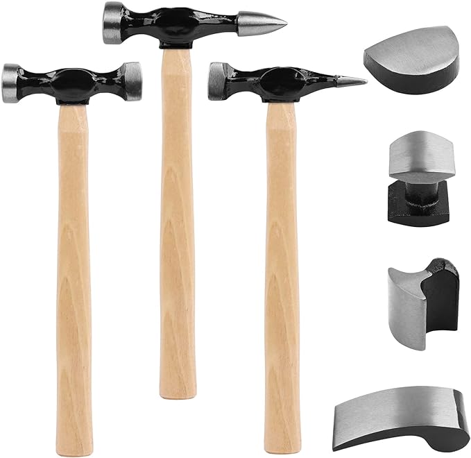 Set of hammers and chisels on a white background