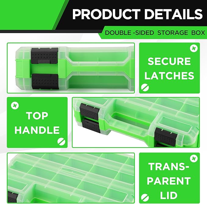SWANLAKE Small Parts Organizer, 34-Compartments Double Side Storage Box