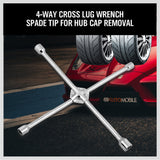 20” Wheel Brace Spanner 4-way Cross Wrench Car Tyre Nut 17 19 21 23mm Socket