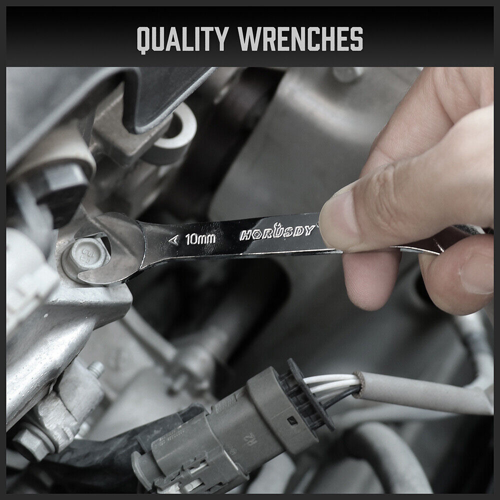 HORUSDY 超薄 18 件套開口扳手套裝 3 毫米 CRV 公制和 SAE 帶袋