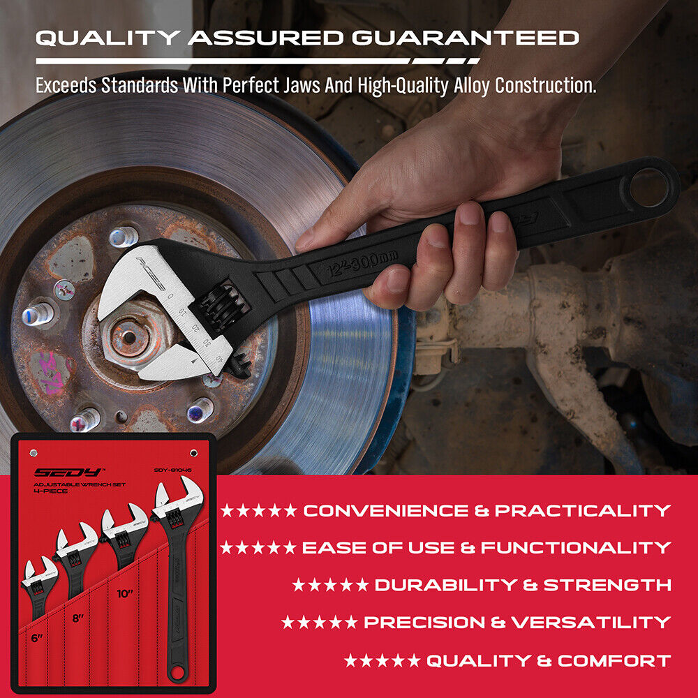 SEDY 4Pc Adjustable Wrench Set Shifter Heavy Duty SAE