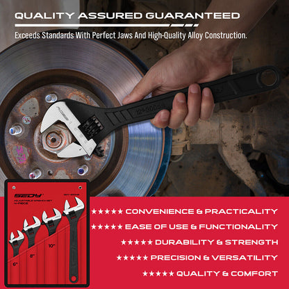 SEDY 4Pc Adjustable Wrench Set Shifter Heavy Duty SAE