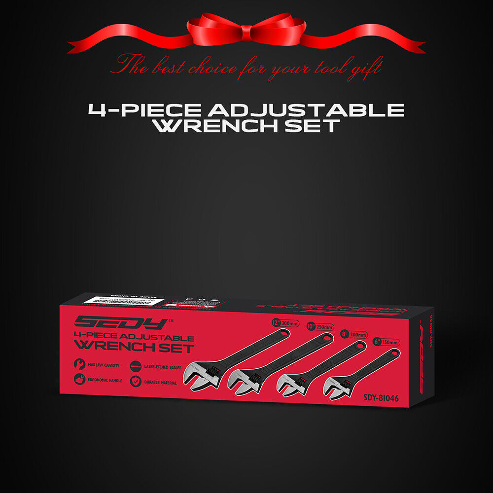 SEDY 4Pc Adjustable Wrench Set Shifter Heavy Duty SAE