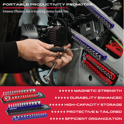 SEDY Magnetic Socket Holder Organizer Set Detachable 1/4 Drive Metric SAE