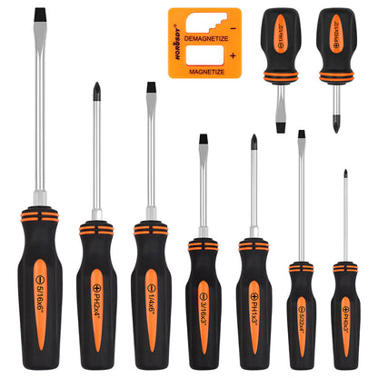 HORUSDY 10Pcs Magnetic Screwdriver Set Phillips Slotted Holder Magnetizer