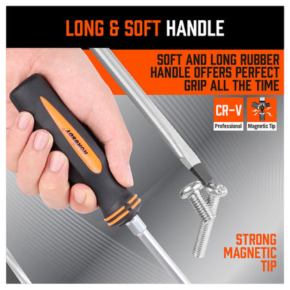 HORUSDY 10Pcs Magnetic Screwdriver Set Phillips Slotted Holder Magnetizer