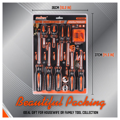 HORUSDY 10Pcs Magnetic Screwdriver Set Phillips Slotted Holder Magnetizer