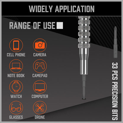 33 pc Precision screwdriver set bits philip flat slotted torx hex electronic fix