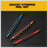 3Pc Double-Side Sockets Holder Tool Organizer Rails WorkShop Rack 1/4" 3/8" 1/2"