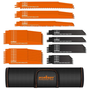 34-Piece Reciprocating Saw Blade Set Wood and Metal Cutting Blades with Storage Pouch