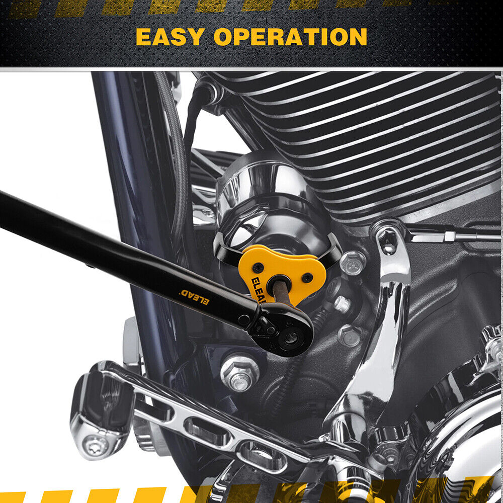 Close-up of a motorcycle engine with a lever labeled 'ELEVO' and text 'EASY OPERATION'.