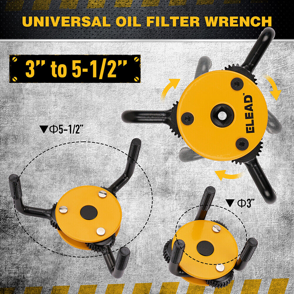 Universal oil filter wrench with ELEAD branding on a gray background