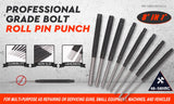8Pc Heavy Duty Long Pin Punch Set 2.4 to 10mm Drift Roll Nail Steel Flat End New