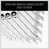 20Pc Ratchet Spanner Set Metric & Imperial Combination Wrench Open End Ring CR-V