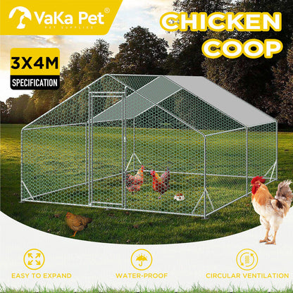 VaKa Chicken Coop 3mx4mx1.95m Metal Walk-in