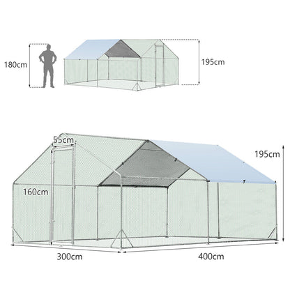 VaKa Chicken Coop 3mx4mx1.95m Metal Walk-in