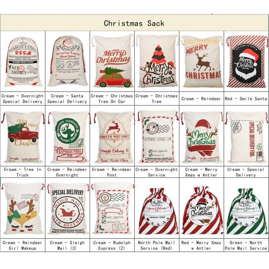 Christmas Santa Sack Xmas Stocking Large Hessian Cream - Overnight Special Delivery