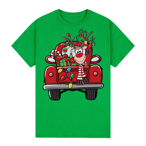 100% Cotton Christmas T-shirt  (Green), L
