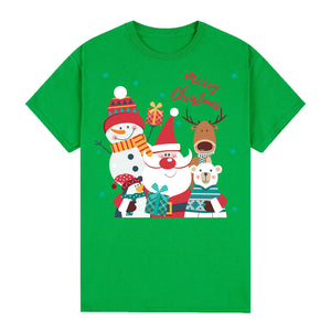 100% Cotton Christmas T-shirt (Green), L