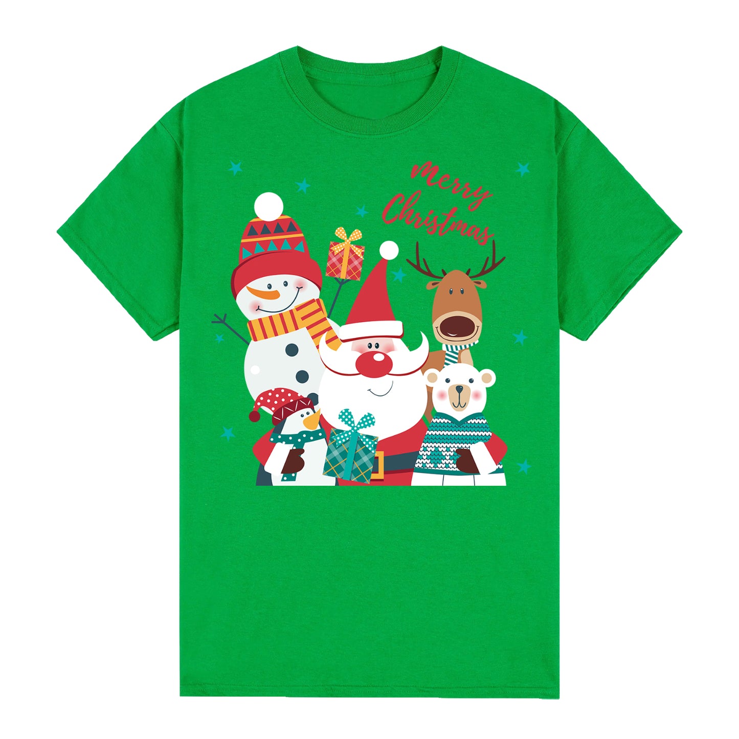 100% Cotton Christmas T-shirt (Green), L