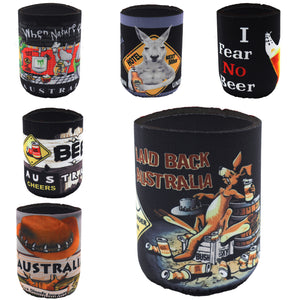6x Australia Stubby Stubbie Holder Beer Bottle Tin Can Drink Alcohol Cooler Gift, Mixed Design (Fun) - Factory Direct Shop