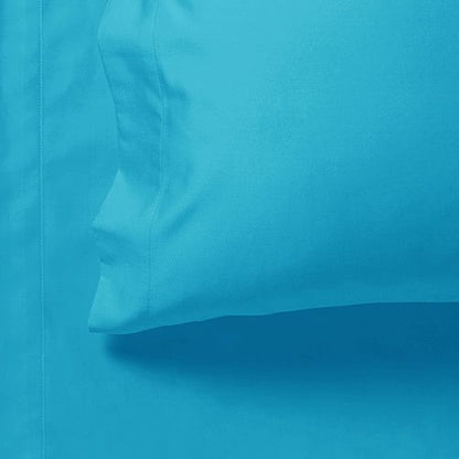 1000TC Ultra Soft King Size Bed Light Blue Flat & Fitted Sheet Set