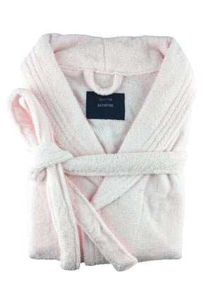 Bathrobe Egyptian Cotton terry toweling baby pink-Small/Medium