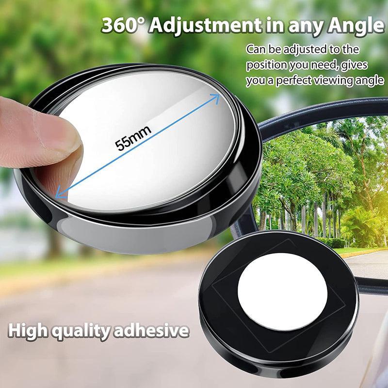 2X Blind Spot Car Mirror 360 Wide Angle Adjustable Rear Side View Convex Black
