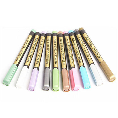 10Pcs/Set Waterproof Acrylic Paint Pens for Art on Metal Glass & Rock