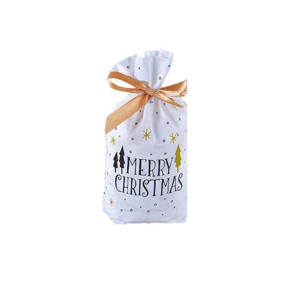 10pcs Christmas Candy Bags Gift Treat Drawstring Pouches Biscuit Cookie Packaging - 10Pcs Bag-Bike Bear