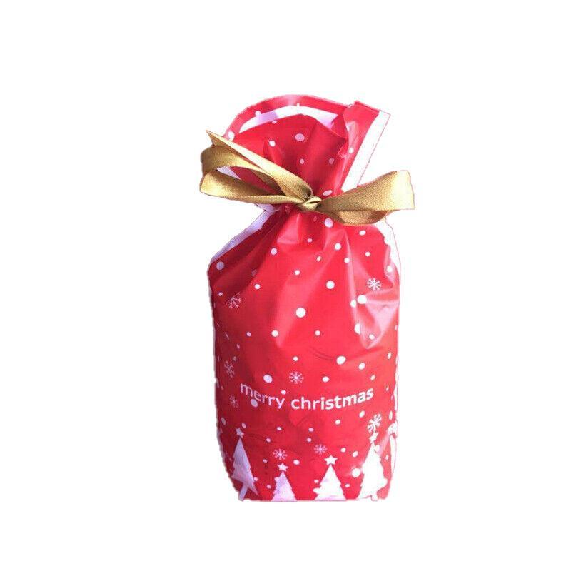 10pcs Christmas Candy Bags Gift Treat Drawstring Pouches Biscuit Cookie Packaging - 10Pcs Bag-Bike Bear