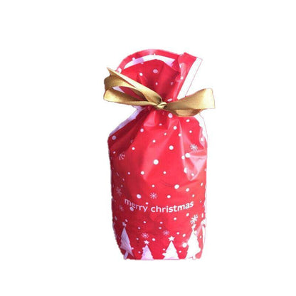 10pcs Christmas Candy Bags Gift Treat Drawstring Pouches Biscuit Cookie Packaging - 10Pcs Bag-Red Tree