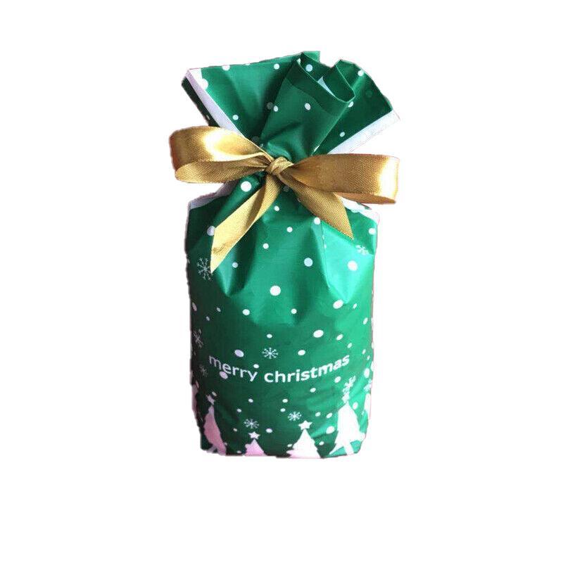 10pcs Christmas Candy Bags Gift Treat Drawstring Pouches Biscuit Cookie Packaging - 10Pcs Bag-Red Tree