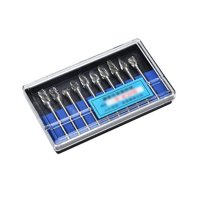 10PCS Tungsten Carbide Rotary Burr Set for Rotary Tools and Dremel - Plastic Box