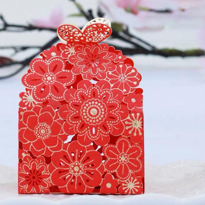 12X Laser Cut Favor Boxes Bigger 6Cm Base Wedding Favour Gift Box Party Au Stock - Red