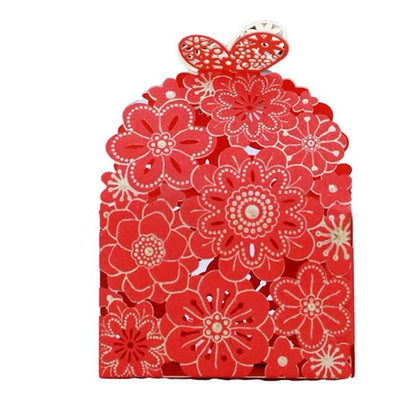 12X Laser Cut Favor Boxes Bigger 6Cm Base Wedding Favour Gift Box Party Au Stock - Red