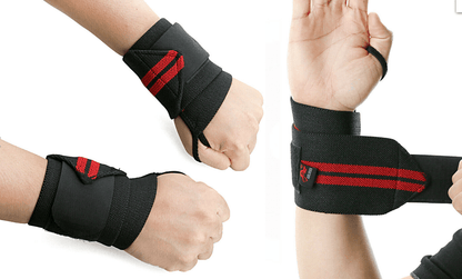 Aolikes Weight Lifting Gym Muscle Training Wrist Support Straps Wraps Hand - Black+Red