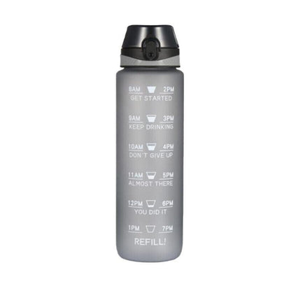1L Water Bottle Motivational Drink Flask With Time Markings Bpa Free Sport Gym - Blue+Pink - Factory Direct Shop