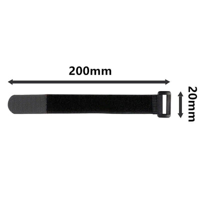 Magic Cable Ties Reusable Winder Coded Organiser Cords Hook Loop Black - 20*300mm  20PCS