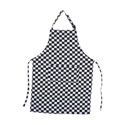 Apron with Pocket 2Pcs Chef Butcher Kitchen Cooking Baking Restaurant Wear - Black White Plaid