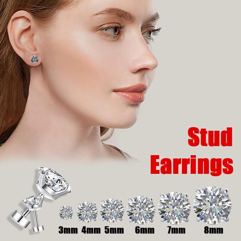 1 Pair Zirconia Surgical Steel Stud Earrings Crystal Piercing Jewellery - 5mm
