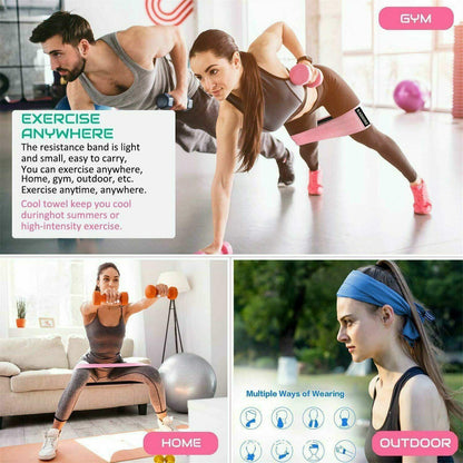 8x64CM Resistance Booty Bands Hip Circle Loop Bands Gym Home Exercise Women - Green